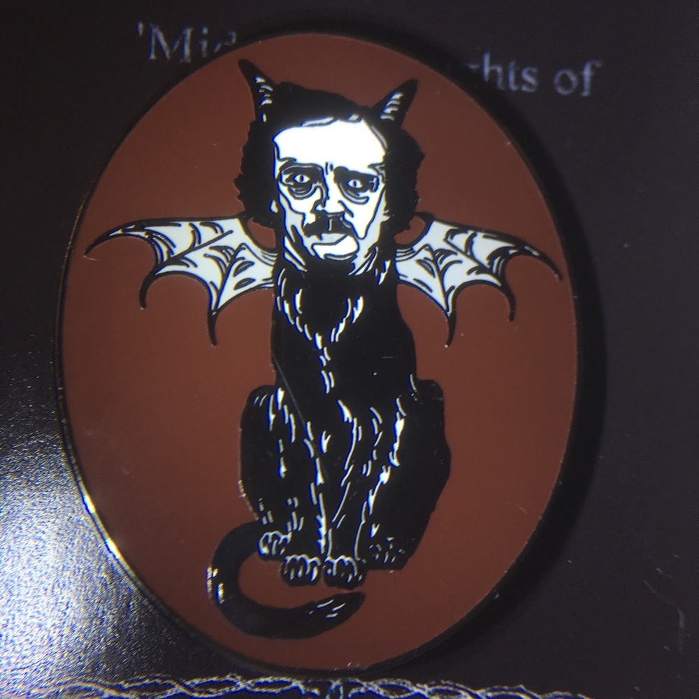 Edgar Allan Poe Black Cat Pin, Enamel & Metal NWT